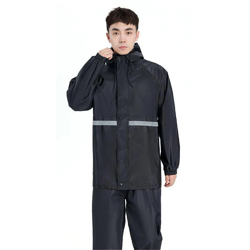 2 pezzi cappotto con cappuccio e pantaloni tuta antipioggia per donna uomo