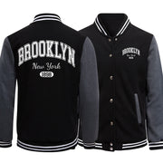 Brooklyn York 1898 City Letter Uomo Giacche Stile Preppy Uniformi da baseball Casual - Black Gray S - immagine 9