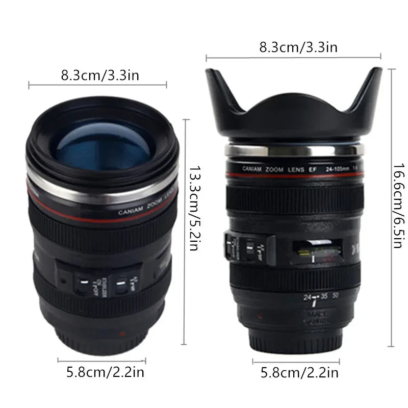 Tazza con obiettivo da caffè EF24-105mm per fotocamera in acciaio inossidabile da 380 ml Tazze da caffè bianche nere Tazze da caffè regalo creativo