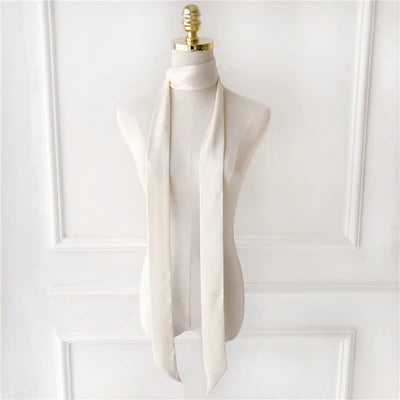 Foulard lungo stretto donna 190x5 cm in chiffon tinta unita, sciarpa sottile elegante per collo, capelli e accessori borsa