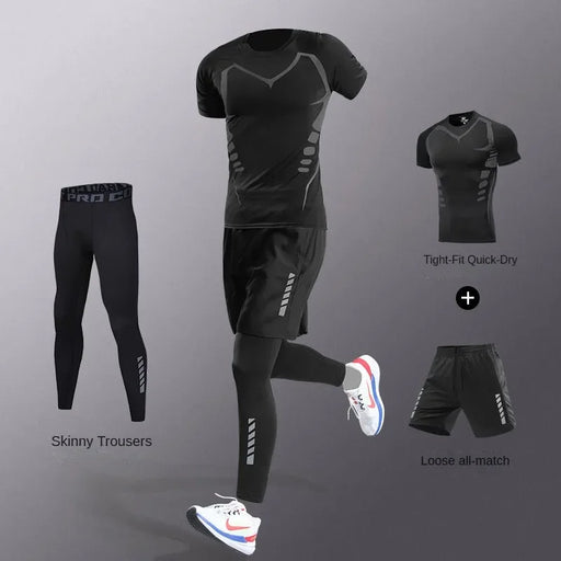 Set fitness uomo 3-7 pezzi – tuta corsa, jogging e palestra in fibra di ghiaccio ad asciugatura rapida - Campeda