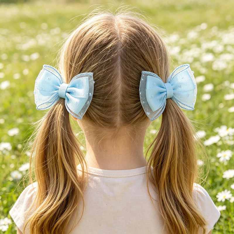 Fiocchi per capelli bambine set da 2 pezzi graziosi a doppio strato - FQ5387-2A-17 - immagine 9