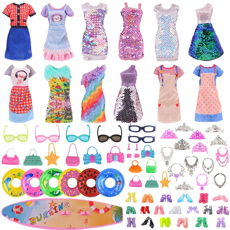 Set 45 Accessori per Bambole 30CM Vestiti, scarpe e accessori fashion per bambole da 30 cm