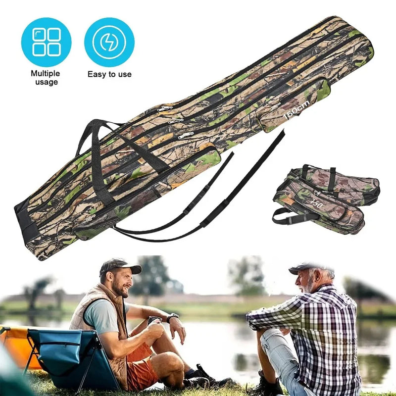 Borsa da pesca portatile mimetica per canne e mulinelli