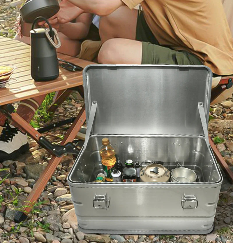 30-80L Scatola di immagazzinaggio esterna Campeggio Picnic Viaggio Lega di alluminio Scatola di grande capacità Accessori Borsa di immagazzinaggio Accessori per escursionismo