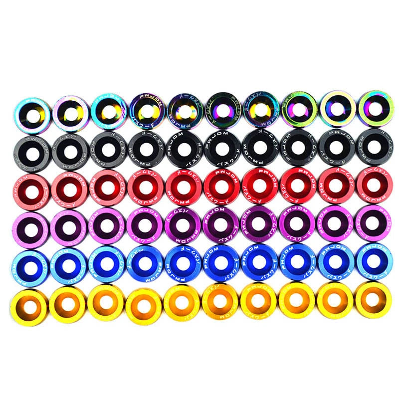 Kit Bulloni JDM M6x20 in Alluminio (10 Pezzi) – Rondelle Anodizzate Parafango, Viti Universali Auto per Cofano, Paraurti e Targa - Campeda