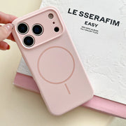 Custodia magnetica rosa per iPhone 17 Pro Max in silicone tinta unita