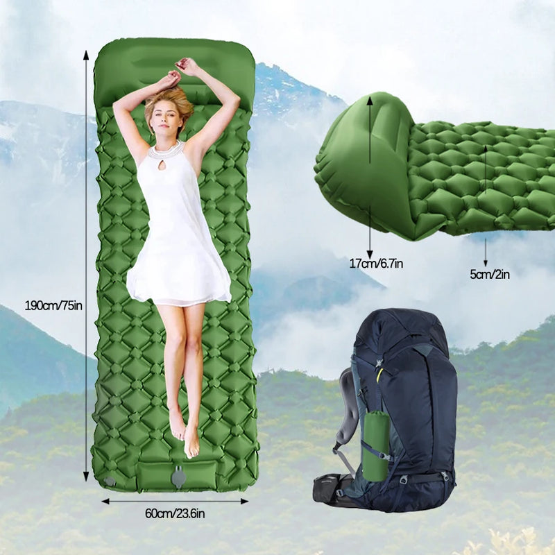 Materassino Gonfiabile da Campeggio Ultralight con Cuscino – Pompa Integrata per Trekking & Outdoor - Campeda