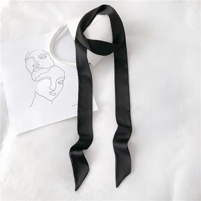 Foulard lungo stretto donna 190x5 cm in chiffon tinta unita, sciarpa sottile elegante per collo, capelli e accessori borsa - Campeda