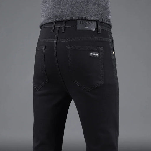 Jeans slim neri da uomo – dritti, elasticizzati, smart casual, denim vintage coreano per lavoro e tempo libero - Campeda