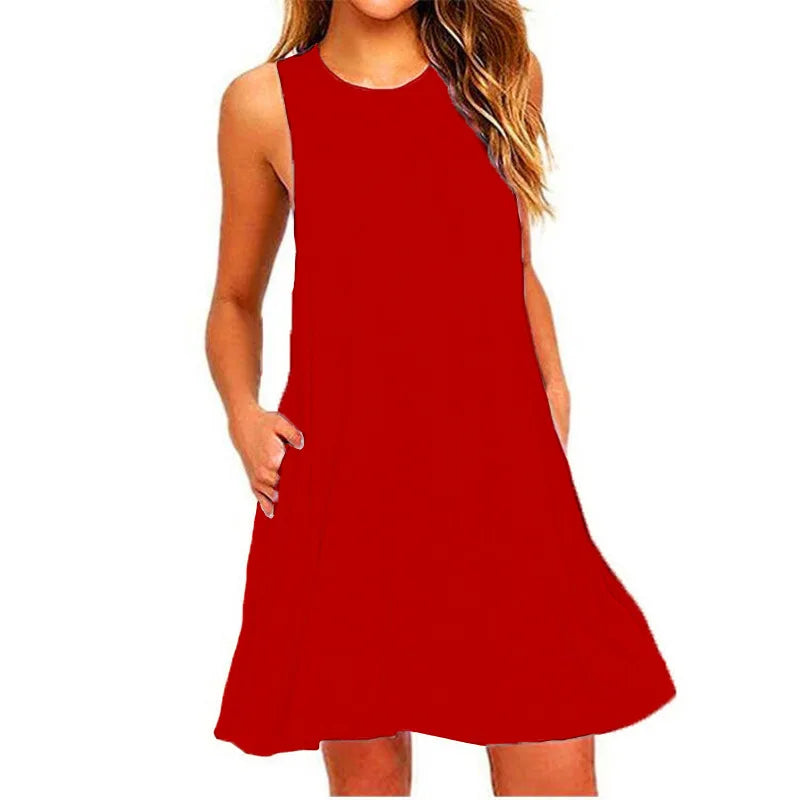 T-shirt casual estiva da donna abiti spiaggia - Rosso S