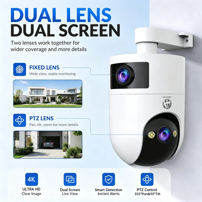 Telecamera IP WiFi 4K da Esterno JOOAN con Doppio Schermo - immagine 2