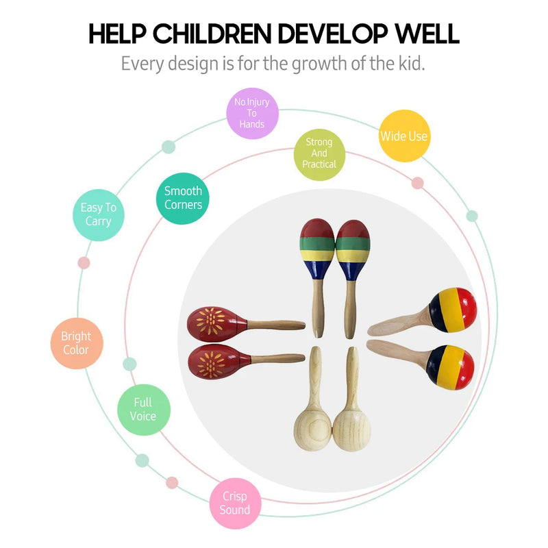 Maracas in Legno – Coppia Shakers a Percussione Strumento musicale educativo per bambini e principianti