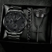 Set Uomo 4 Pezzi con Orologio – Bracciale, Collana e Anello, Idea Regalo Perfetta - Campeda