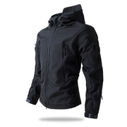 giacca tattica Soft Shell da uomo in pile invernale con cappuccio cappotto caccia - immagine 9