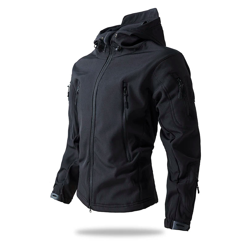 giacca tattica Soft Shell da uomo in pile invernale con cappuccio cappotto caccia - immagine 9