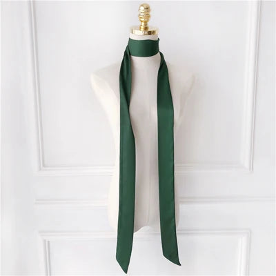 Foulard lungo stretto donna 190x5 cm in chiffon tinta unita, sciarpa sottile elegante per collo, capelli e accessori borsa