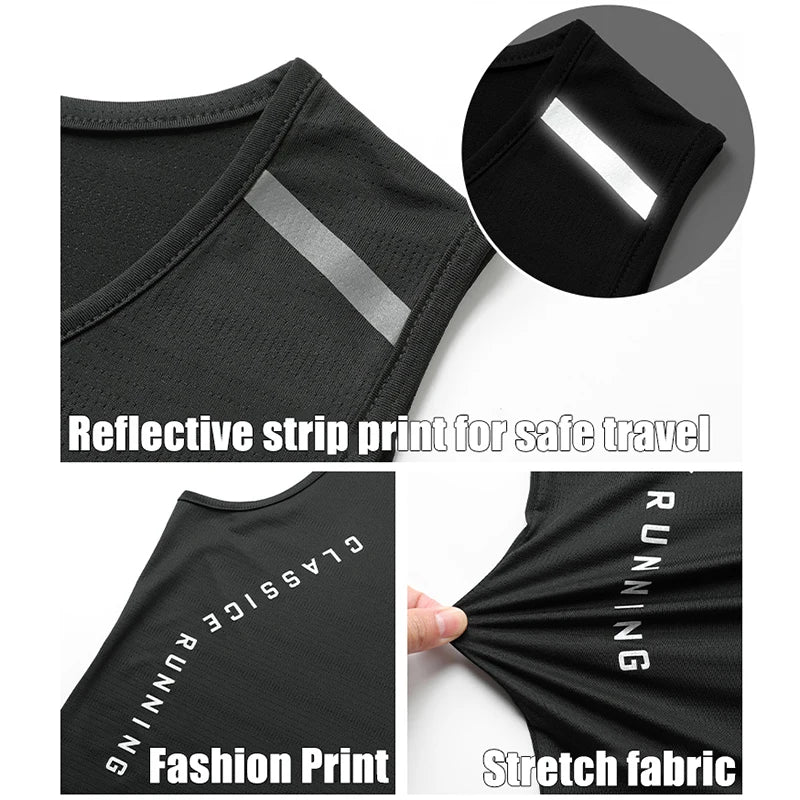 CHRLCK Gilet da corsa uomo Canotta palestra ad asciugatura rapida Fitness Camicia - immagine 5
