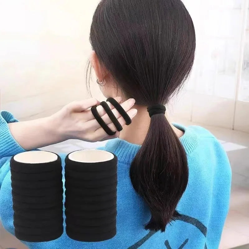 50/100 Pezzi Elastici Neri per Capelli Fasce Elastiche ad Alta Elasticità - immagine 4
