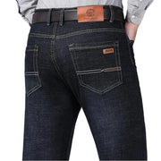 Jeans dritti da uomo Tsingyi – smart casual, elasticizzati, vita media, blu e nero - Campeda