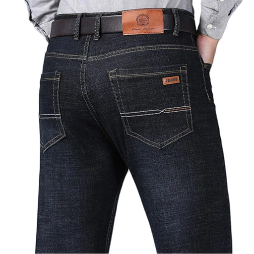 Jeans dritti da uomo Tsingyi – smart casual, elasticizzati, vita media, blu e nero - Campeda
