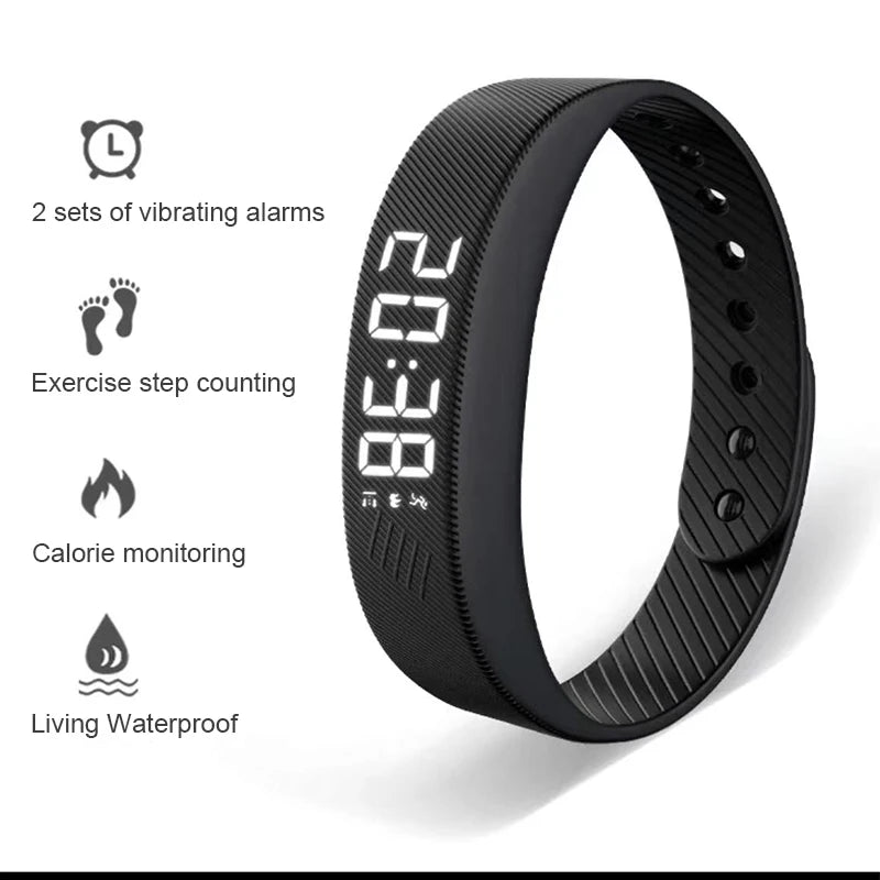 Smartband LED Fitness – Braccialetto Contapassi Impermeabile con Sveglia a Vibrazione