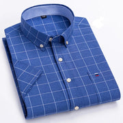 Camicia Oxford da uomo Bamboople – maniche corte, traspirante, casual business, plaid, estate e primavera - Campeda