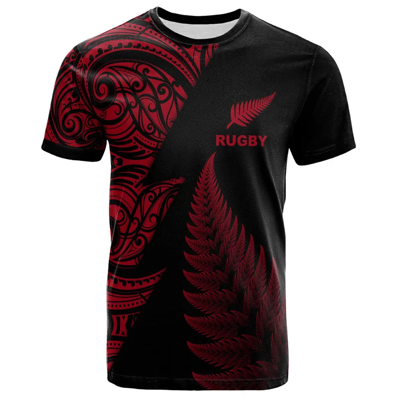 3D Zelanda Maori Palla da rugby Stampa T Shirt Sport Fitness T-shirt ad - immagine 9