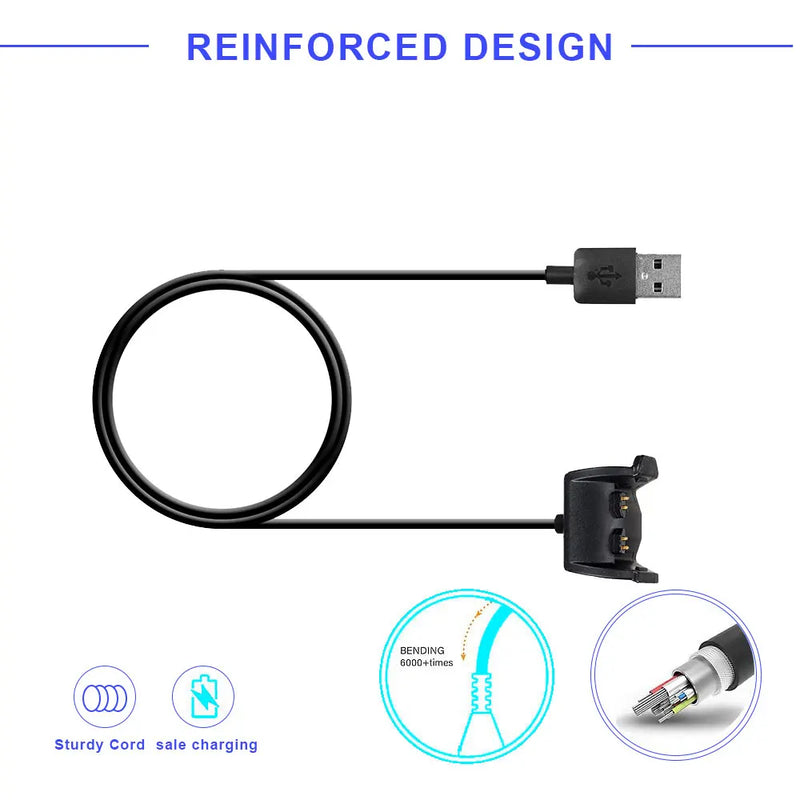 Caricabatterie USB per Garmin Vivosmart HR PLUS cavo di ricarica adattatori Wireless - immagine 3