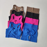 Completo fitness donna seamless – set yoga 2 pezzi con reggiseno sportivo e shorts vita alta, traspirante e modellante - Campeda