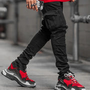 Jeans cargo da uomo Tsingyi in denim elasticizzato – slim fit a vita media, multitasche, casual primavera/autunno - Campeda