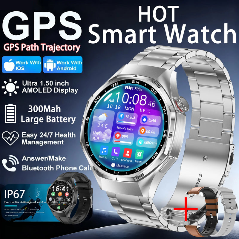 Nuovi Smart Watches6 Max GPS AMOLED Monitoraggio della frequenza cardiaca di fascia alta Chiamata Bluetooth Smartwatch sportivo da uomo impermeabile per Android IOS