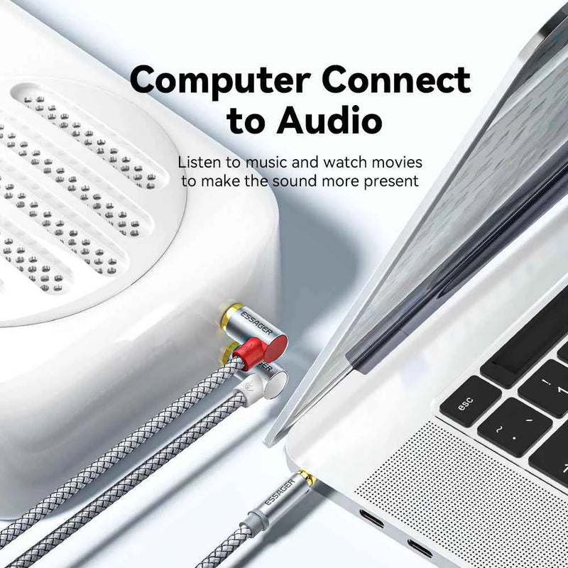 Cavo audio stereo RCA angolare Jack da 3,5 mm a 2RCA Cavo Splitter Adattatore maschio per amplificatori Audio Home Theater Cavo