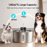 7L In Acciaio Inox Sensore di Ricarica Senza Fili Fontana Acqua per Gatti - immagine 6