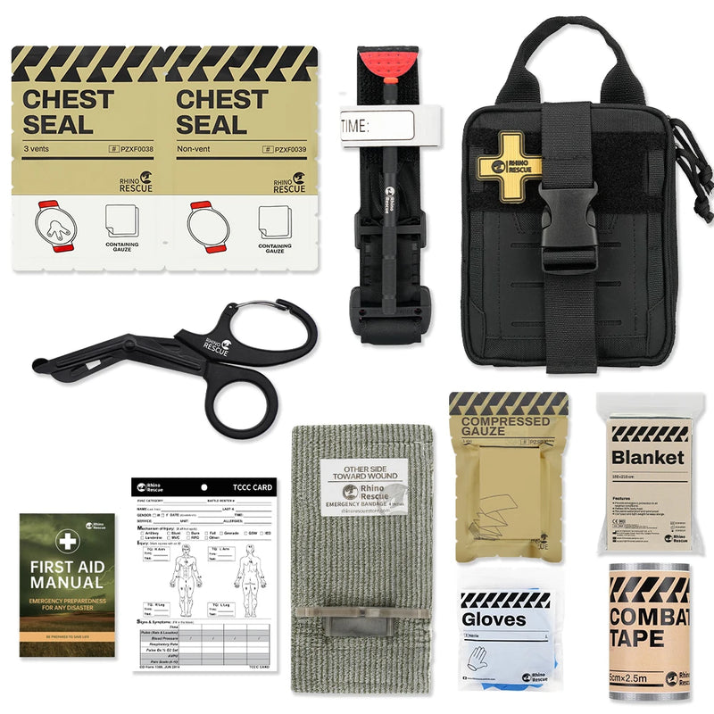 Kit Pronto Soccorso Tattico RHINO RESCUE – EDC Pouch Molle Survival Trauma Kit per Campeggio e Outdoor - Campeda