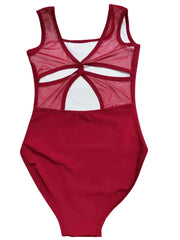 Body da balletto donna Manica a tromba ballo Colletto alla coreana Maglia pieghe - Wine red S - immagine 16