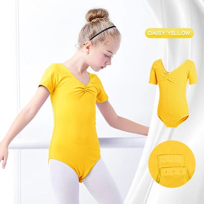 Body per balletto di base ragazze da ballo in cotone ginnastica a maniche - immagine 7