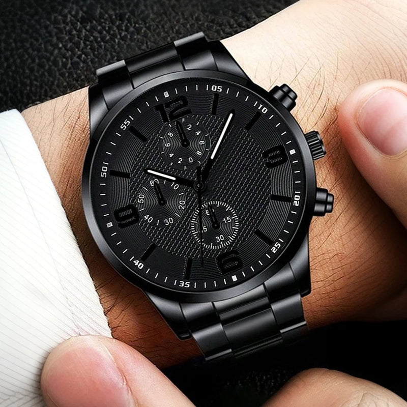 Set Uomo 4 Pezzi con Orologio – Bracciale, Collana e Anello, Idea Regalo Perfetta - Campeda