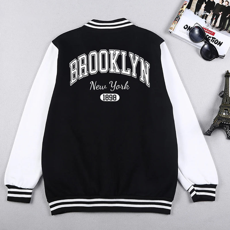 Brooklyn York 1898 City Letter Uomo Giacche Stile Preppy Uniformi da baseball Casual - immagine 4