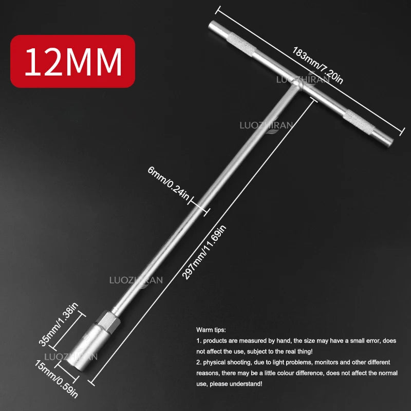 Chiave a Bussola con Impugnatura a T 6-19mm, Chiave Esagonale Estesa di Grado Industriale, Utensile Manuale a Forma di T per Riparazione Auto, Bici, Macchinari e Uso Domestico