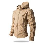 giacca tattica Soft Shell da uomo in pile invernale con cappuccio cappotto caccia - immagine 7
