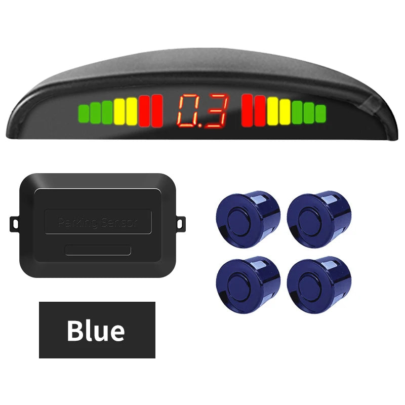 Kit Sensori Parcheggio Auto 4 Sensori 22mm – Radar Retromarcia con Display LED Retroilluminato, Sistema 12V Universale (8 Colori) - Campeda