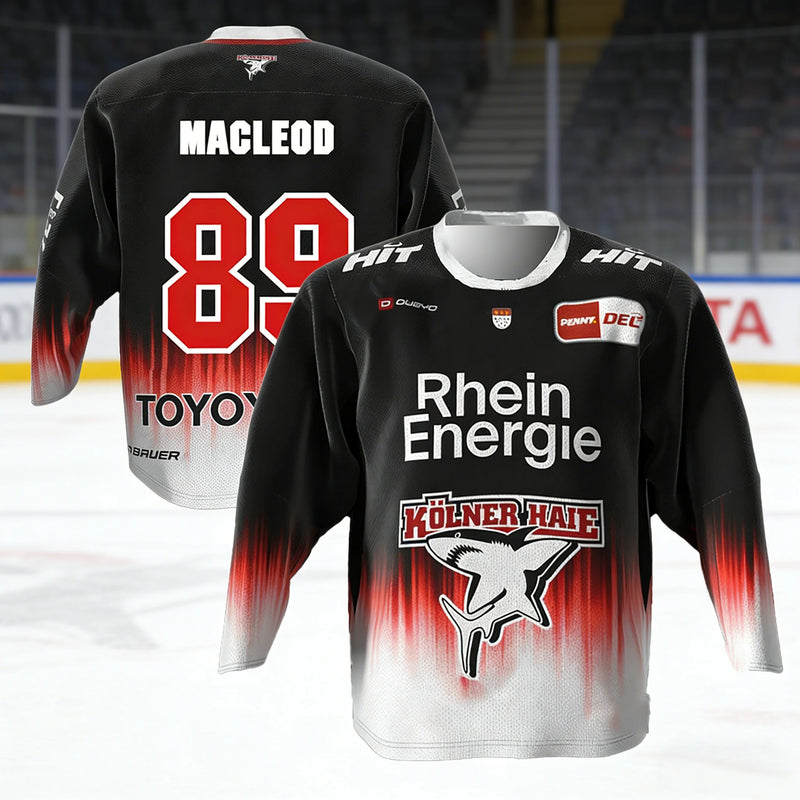 Köln Haier MacLeod Maglia da Hockey su Ghiaccio Tedesca 89 Russell DEL Genitore-Figlio