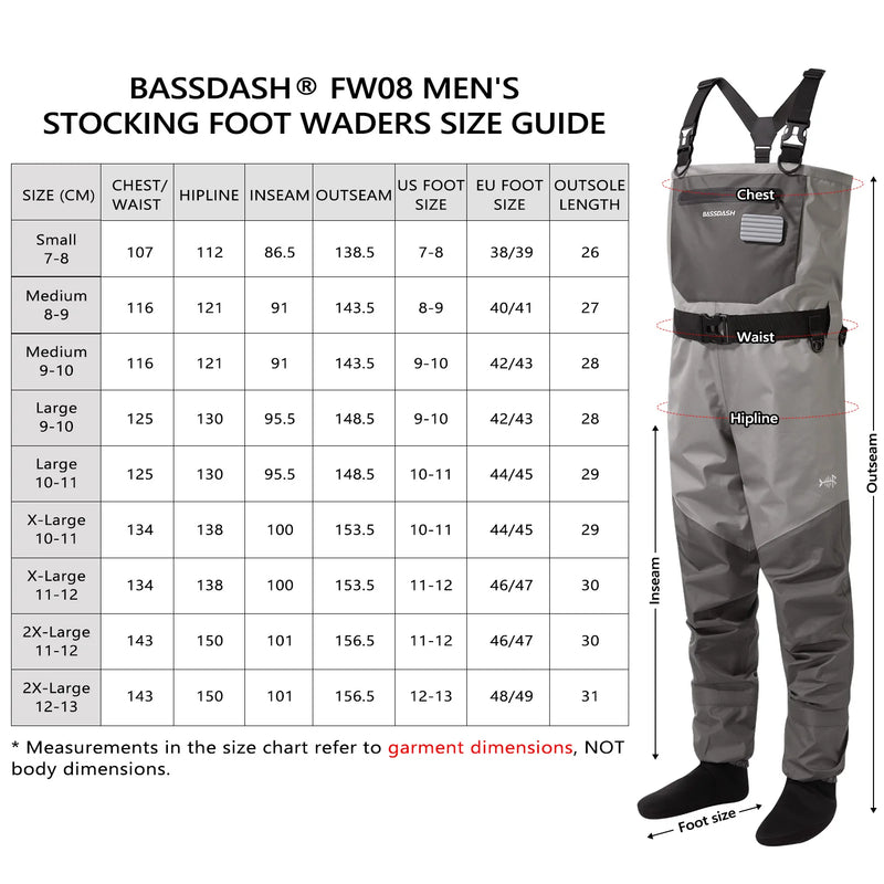 BASSDASH Wader da pesca Calzino leggero FW08 Trampolieri traspiranti uomo Petto - immagine 5