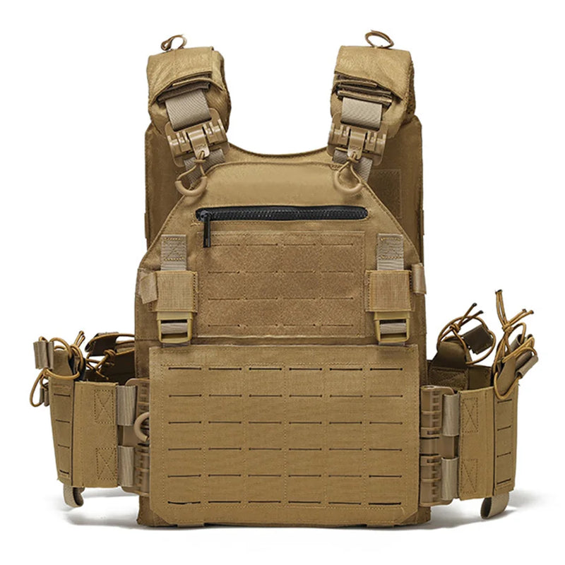Gilet Multifunzionale a Sgancio Rapido con Taglio Laser MOLLE - Mud Color - immagine 3