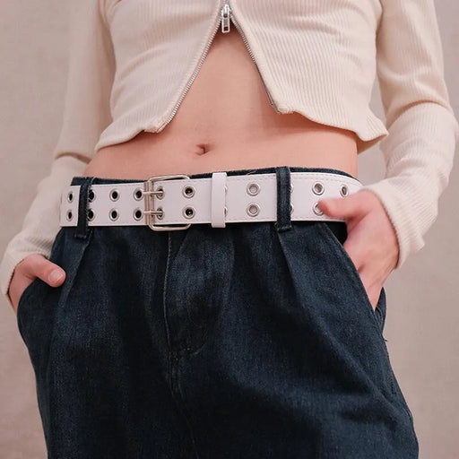 1pc Cintura da donna Tendenza Semplice Doppio Foro uomo Punk Hip Hop Stile - immagine 2