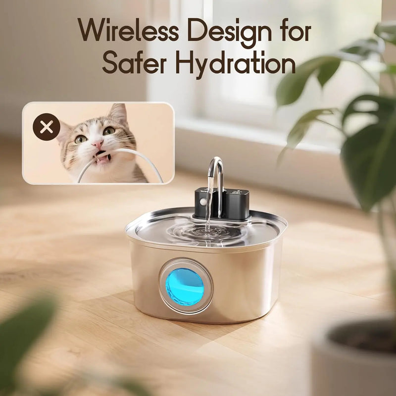Sensore di ricarica wireless in acciaio inossidabile da 3 litri Fontana per gatti - immagine 6