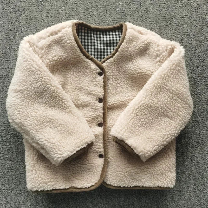 HoneyCherry Autunno e inverno giacca calda per bambini Due lati indossano giacche in - immagine 3