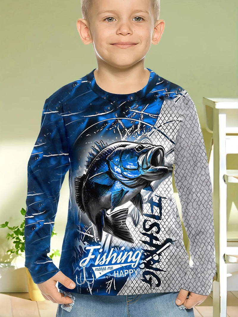 Magliette grafiche da pesca Abbigliamento per bambini Autunno Manica lunga Top - immagine 4
