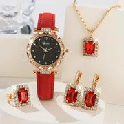Set Donna 5 Pezzi con Orologio e Bracciali – Elegante con Strass, Perfetto Regalo - Campeda